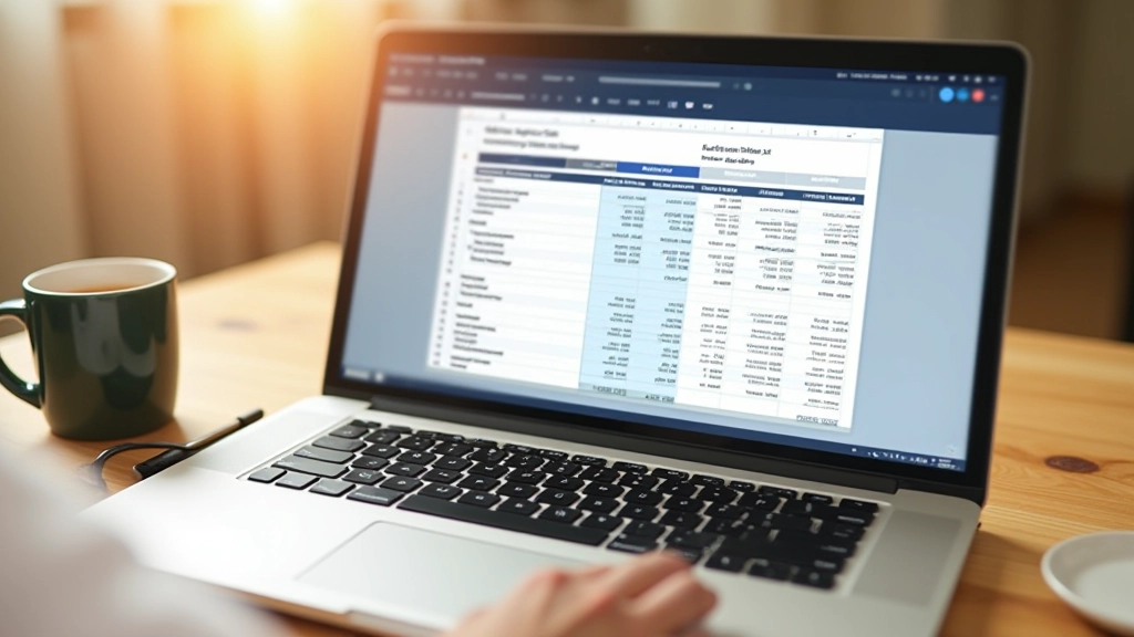 Přenosný počítač s tabulkovým procesorem a rozpočetními daty, kancelářské prostředí