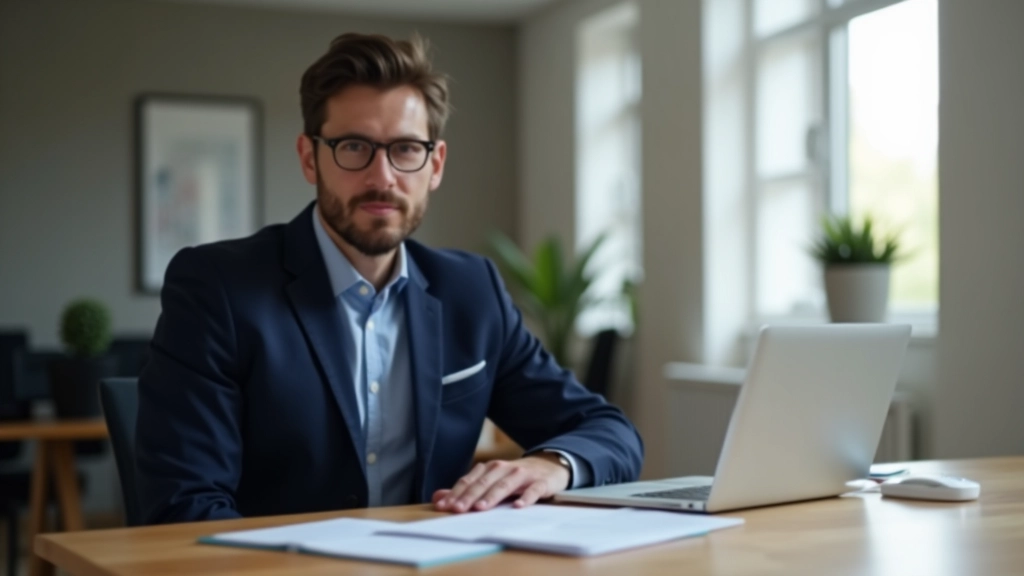 Muž pracující s notebookem na stole s finančními dokumenty a digitálními nástroji