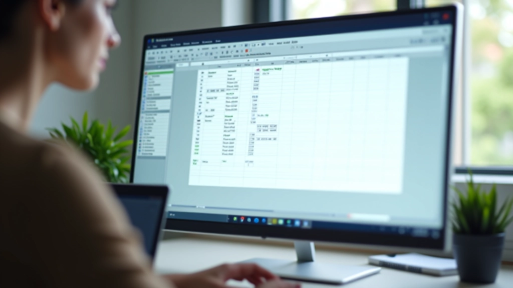 Monitor s otevřeným tabulkovým procesorem, viditelné vzorce a funkce v buňkách, edukační prostředí
