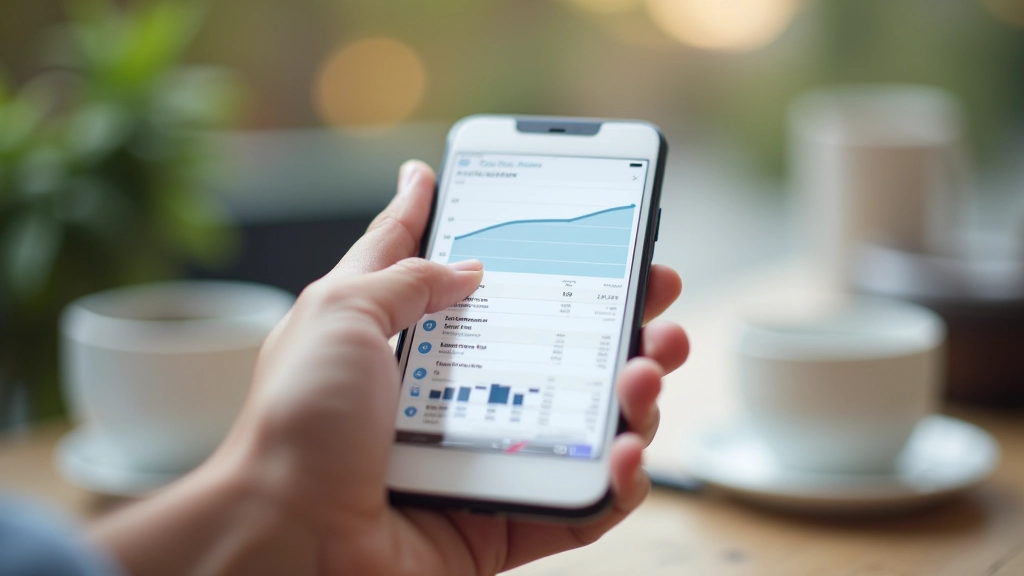 Smartphone se zobrazeným grafem výdajů a barevným rozpočtovým schématem na displeji